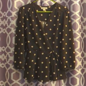 Brown w/white Polka Dot Sweater w/side bow.